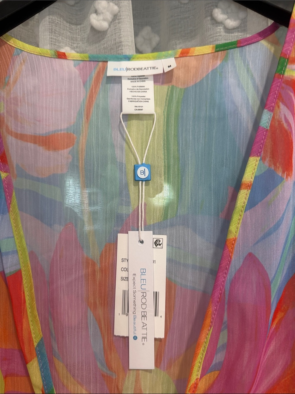 Bleu Rod Beattie Multicolor Tropical Floral Sheer Swim Coverup - Picture 3 of 6